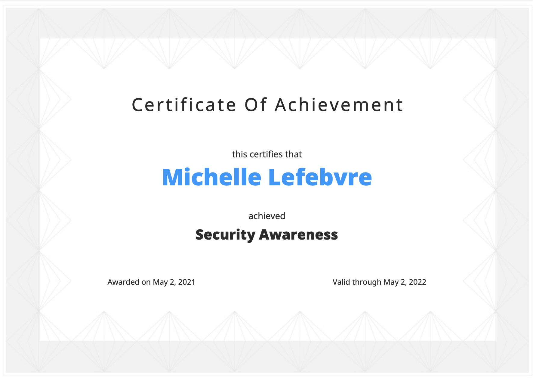 Security Awareness Certificate